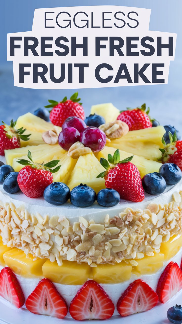 Eggless Fresh Fruit Cake Recipe