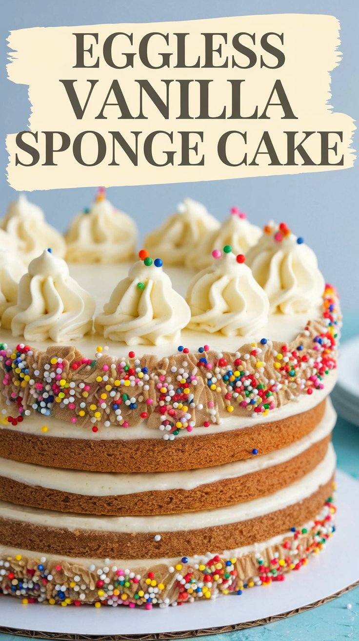 Eggless Vanilla Sponge Cake Recipe